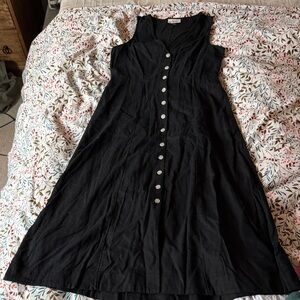 Universal Thread Black Sleeveless Button-Front Maxi Dress